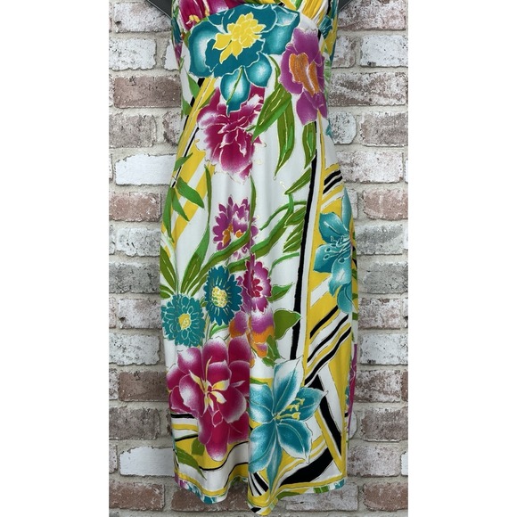 Cache Vintage 90's Tropical Floral Halter Bodycon Stretch Dress - size 0 - Picture 3 of 15